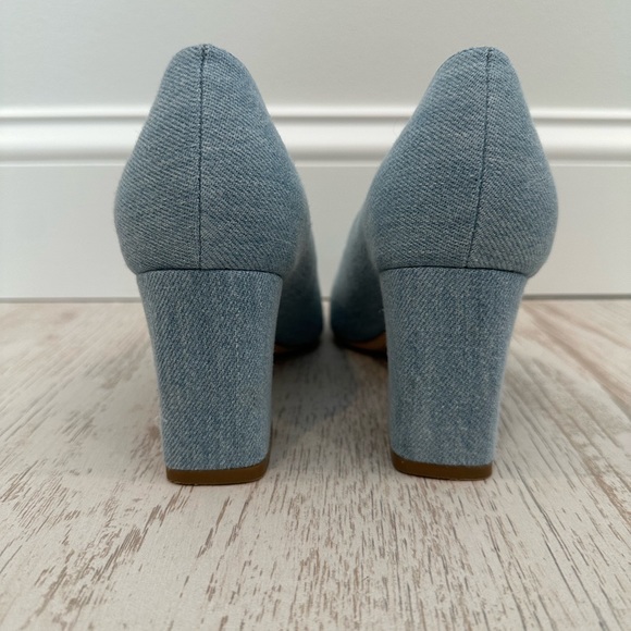Marc Fisher | ZALA BLOCK HEEL POINTY TOE PUMP | Light Blue Denim | Size 8 - Picture 9 of 12